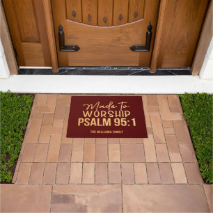 Made To Worship Dark Red Doormat