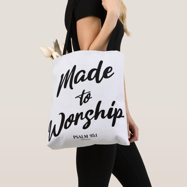 Made to Worship Psalm 95:1 Tote Bag (Close Up)
