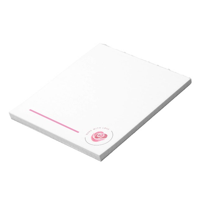 Made wit h love pink rose  notepad (Rotated)