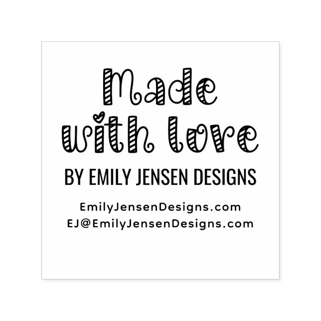 Made with Love #2 Business Name Website URL Self-inking Stamp (Design)