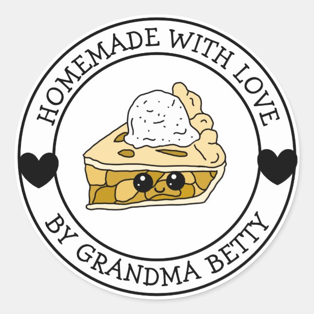 Made with Love, Apple Pie, Homemade  Classic Round Sticker (Front)