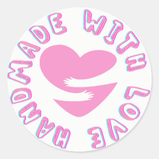Made with love arms wrapped around heart sticker