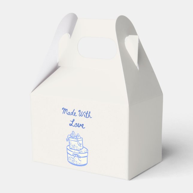Made With Love | Blue And White Wedding Favour Box (Front Side)