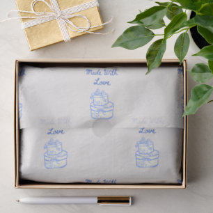 Made With Love   Blue And White Wedding Favour Tissue Paper