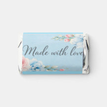 Made With Love Blue Floral Chocolate Wrapper