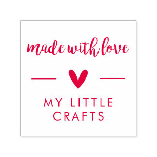 Made With Love, Business Name, Heart Self-inking Stamp