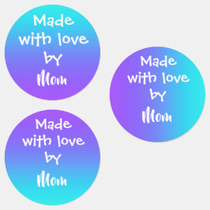 "Made With Love By Mum" Teal to Purple Labels