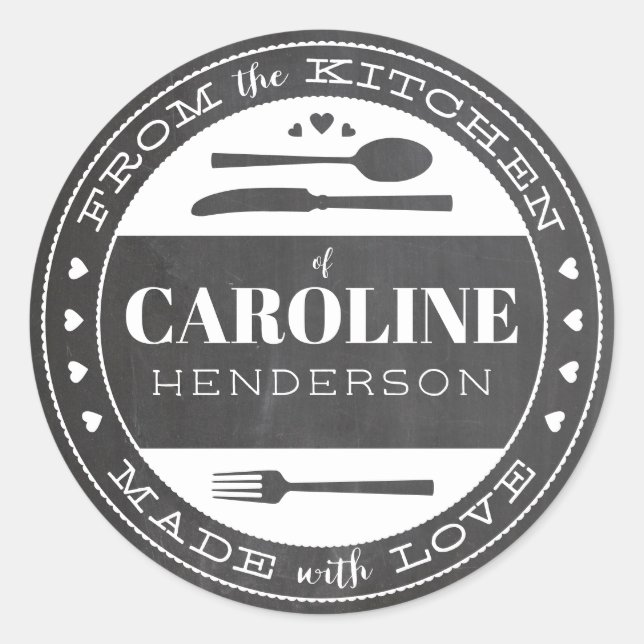 Made With Love Chalkboard Food Gift Round Sticker (Front)