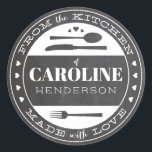 Made With Love Chalkboard Food Gift Round Sticker<br><div class="desc">The perfect finishing touch for a homemade gift from the kitchen,  don't forget to personalise with your name. Use this circle sticker on canning jars,  cupcake boxes,  baked goods or to close gift wrap.</div>