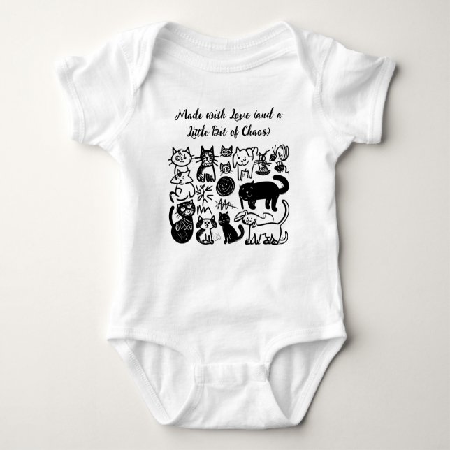 Made with Love & Chaos" Funny Baby T-Shirt - Cute  Bodysuit (Front)