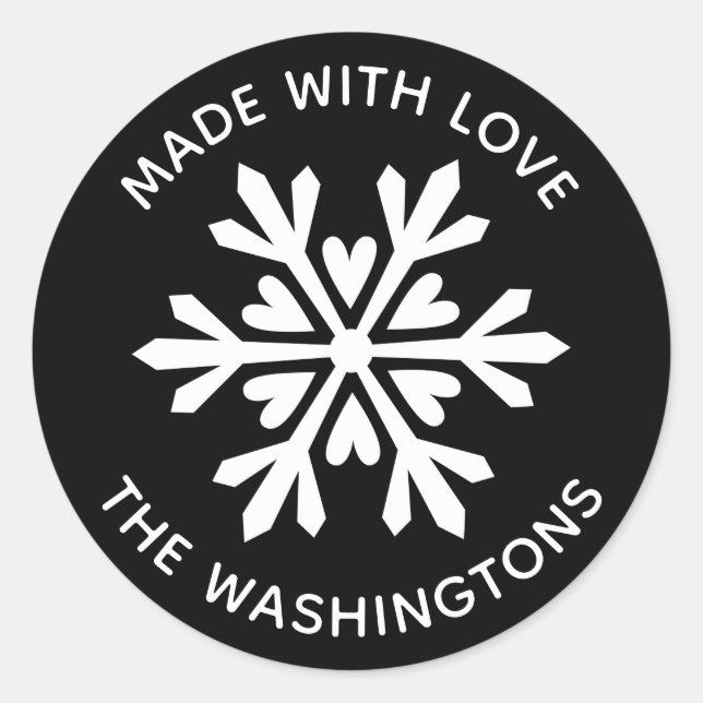Made with Love Christmas Snowflake Sticker (Front)