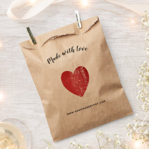 Made with Love • Crimson Red Heart Handmade Favour Bags
