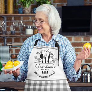 Made With Love Custom Name Gray Gingham Apron