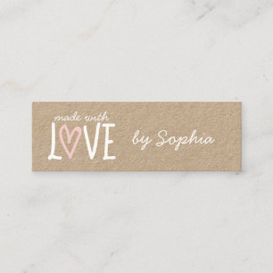 Made With Love Custom Name & Social Media Mini Business Card