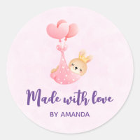 Made with Love Cute Baby Bunny in a Heart Blanket
