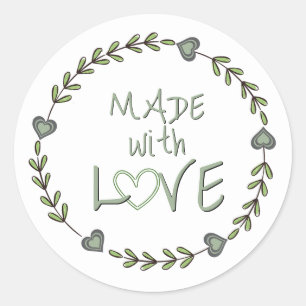 Made with Love Dainty Garden Sprigs and Heart Vine Classic Round Sticker
