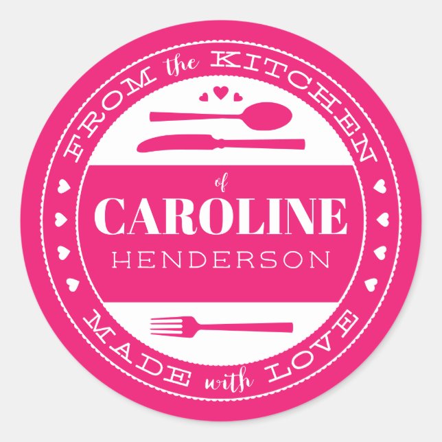 Made With Love Food Gift Sticker pink (Front)