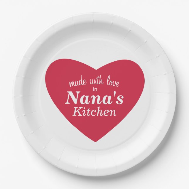 Made with Love Food Label Paper Plate (Front)