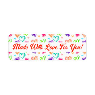 Made With Love For You Heart Sticker Lunch Labels