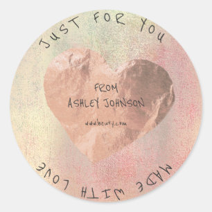 Made With Love For You Name Rose Gold Copper Paint Classic Round Sticker