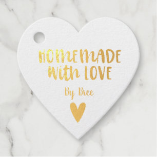 Made with Love Gold Foil Heart Favour Tags