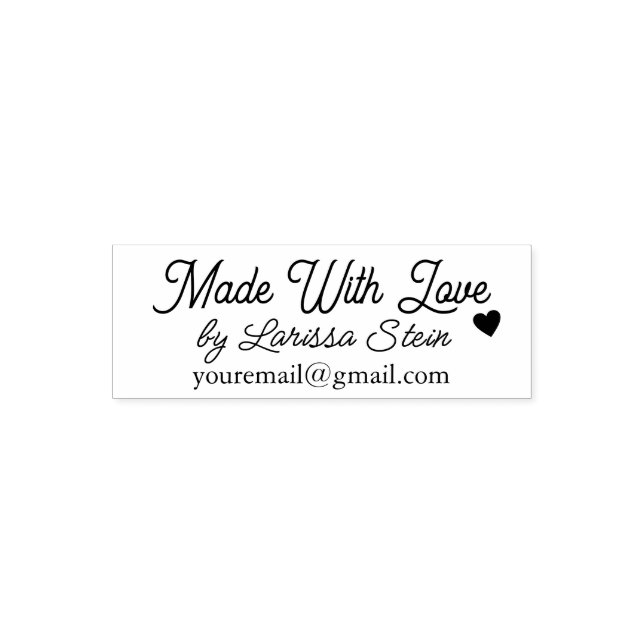 Made With Love Hand-Written Name B&W Self-inking Stamp (Design)