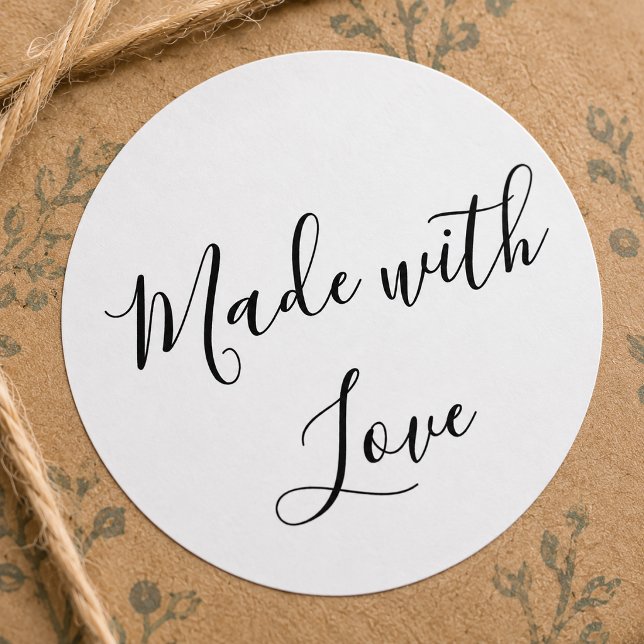 Made with Love Handmade Classic Round Sticker (Made with Love Sticker)