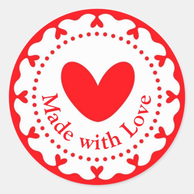 Made With Love Handmade Homemade Label Sticker (Front)