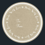 Made with Love Handmade Rustic Kraft Christmas Classic Round Sticker<br><div class="desc">Made with Love Handmade Rustic Kraft Christmas Stickers</div>