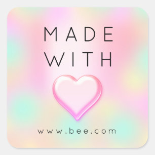 Made With Love Heart Pink Cake Soap Name Web Square Sticker