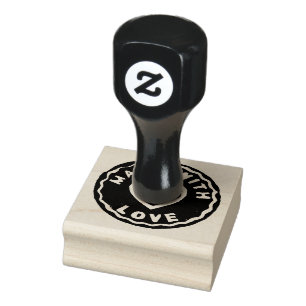Made with love heart symbol rubber stamp sloppy
