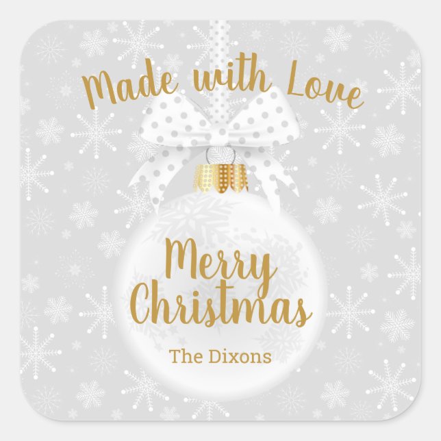 Made with Love Homemade Christmas Ornaments Food Square Sticker (Front)