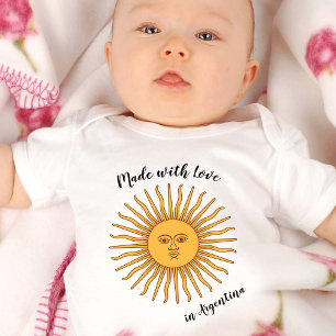 Made with Love in Argentina / flag, Sol de Mayo Baby Bodysuit