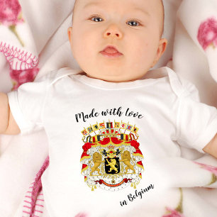 Made with Love in Belgium / Belgian flag Baby Bodysuit