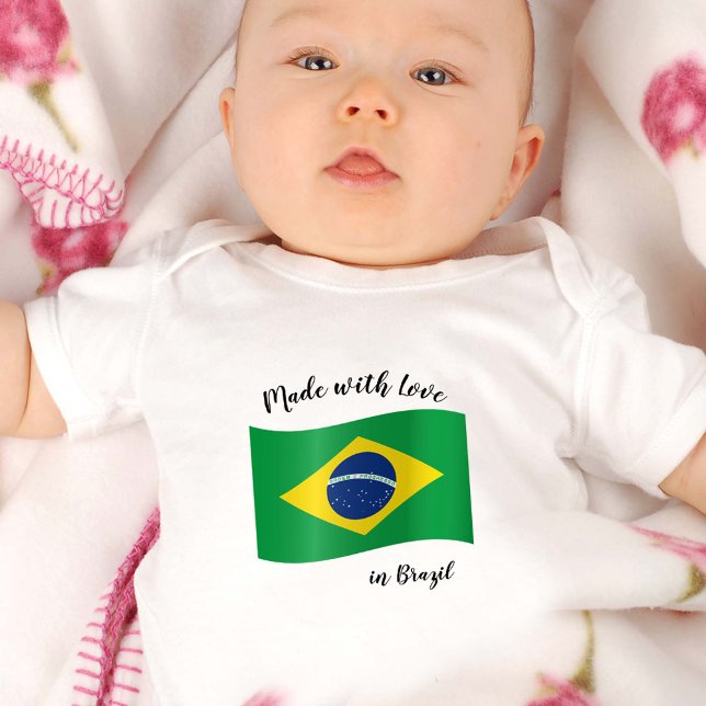 Made with Love in Brazil / Brazilian flag Baby Bodysuit (Creator Uploaded)