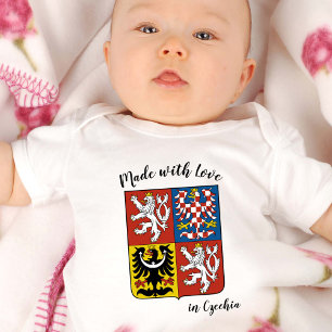 Made with Love in Czech Republic / Czech flag Baby Bodysuit