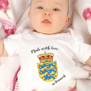 Made with Love in Denmark / Danish flag Baby Bodysuit