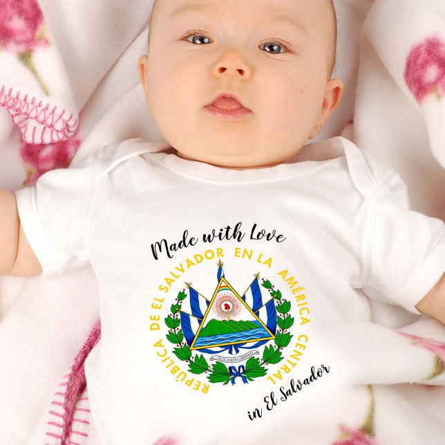 Made with Love in El Salvador / El Salvador flag Baby Bodysuit (Creator Uploaded)