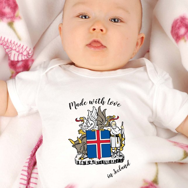 Made with Love in Iceland / Icelandic flag Baby Bodysuit (Creator Uploaded)