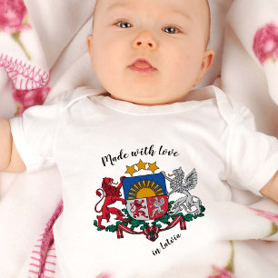 Made with Love in Latvia / Latvian flag Baby Bodysuit