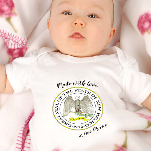 Made with Love in New Mexico / flag, State USA Baby Bodysuit