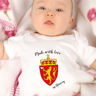 Made with Love in Norway / Norwegian flag Baby Bodysuit