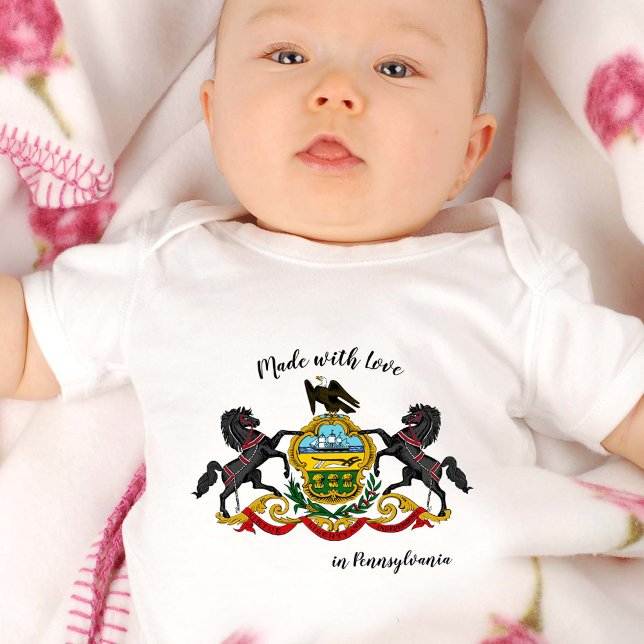 Made with Love in Pennsylvania / flag, State USA Baby Bodysuit (Creator Uploaded)