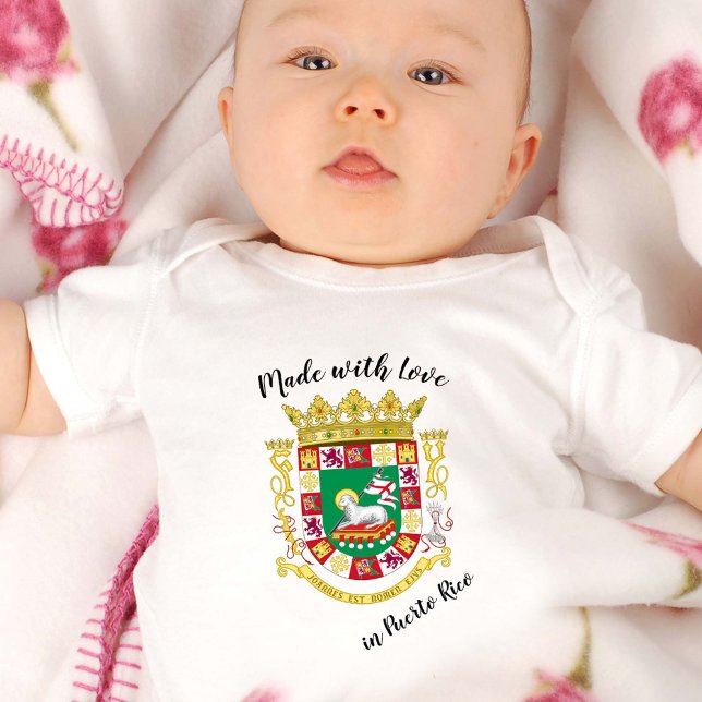 Made with Love in Puerto Rico / Puerto Rican flag Baby Bodysuit (Creator Uploaded)