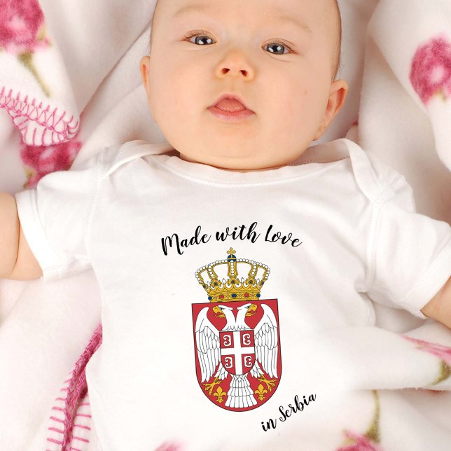 Made with Love in Serbia / Serbian flag Baby Bodysuit (Creator Uploaded)