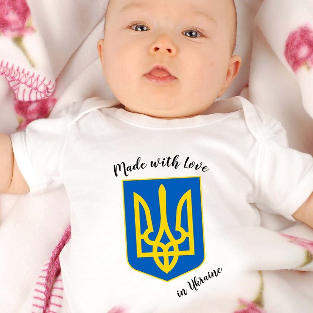Made with Love in Ukraine / Ukrainian flag Baby Bodysuit (Creator Uploaded)