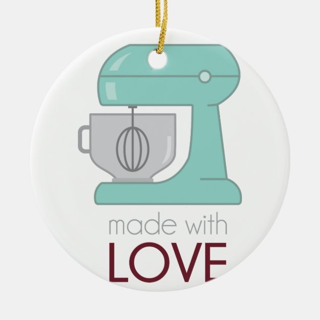 Made With Love Kitchen Mixer Ceramic Tree Decoration (Front)