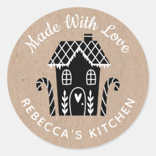 Made With Love Kraft Christmas Classic Round Stick Sticker