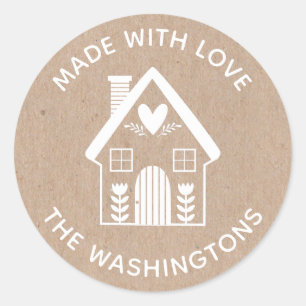 Made with Love Kraft Christmas House Sticker