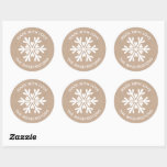 Made with Love Kraft Christmas Snowflake Sticker<br><div class="desc">A kraft paper and white snowflake sticker with the words Made with love.  Personalise it with your family name or business name. Fun for your homemade or handmade Christmas neighbour treats and gifts,  or for your craft business. Designed for you by Blackberry Boulevard.</div>